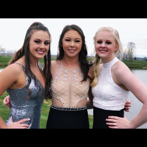 Beaded prom dress with slit worn once - Picture 3 of 4